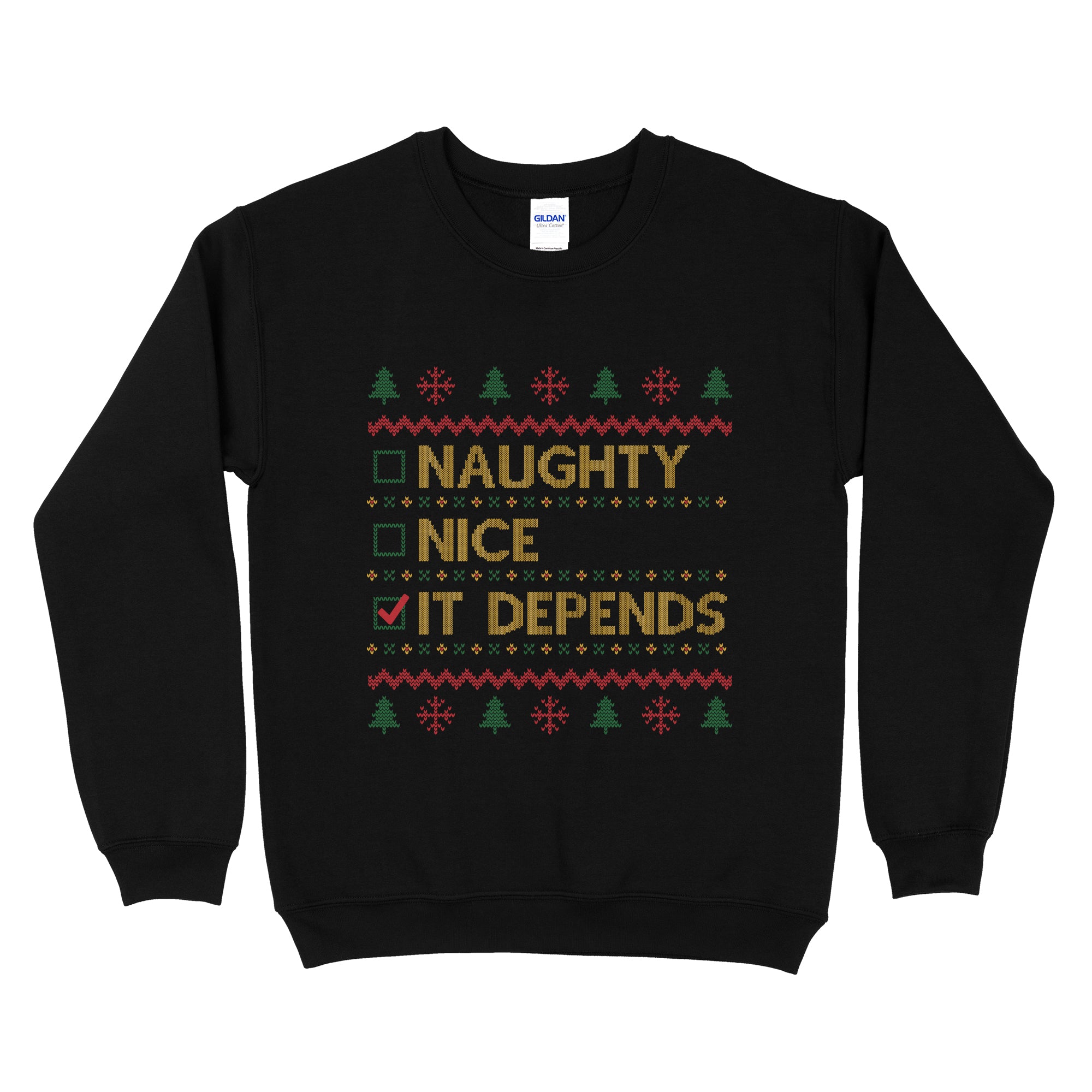Naughty, Nice, It Depends Ugly Christmas Sweater Accounting Gifts