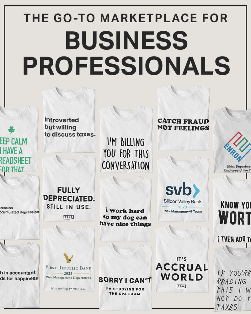 Shop funny t-shirts, apparel and merchandise for business professionals. 