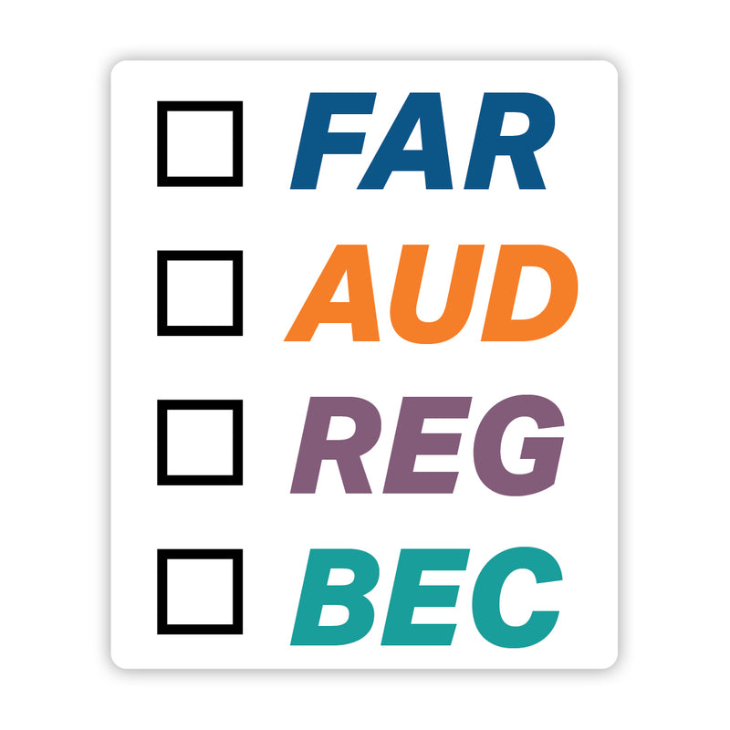 FAR AUD REG BEC Checklist Sticker - 5 Pack